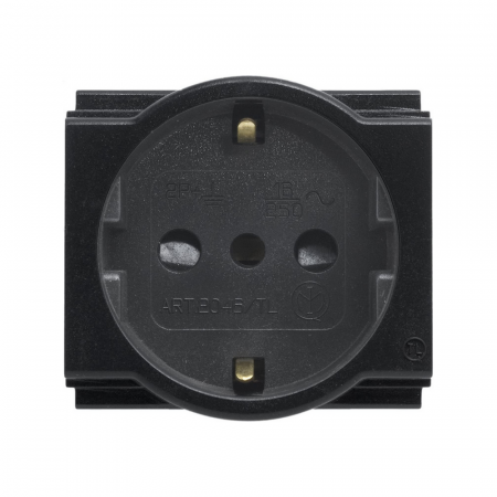 Presa Unel di Sicurezza 2P+T.Std It/D 10/16A Nero compatibile con Bticino Living Classic - Feb Elettrica